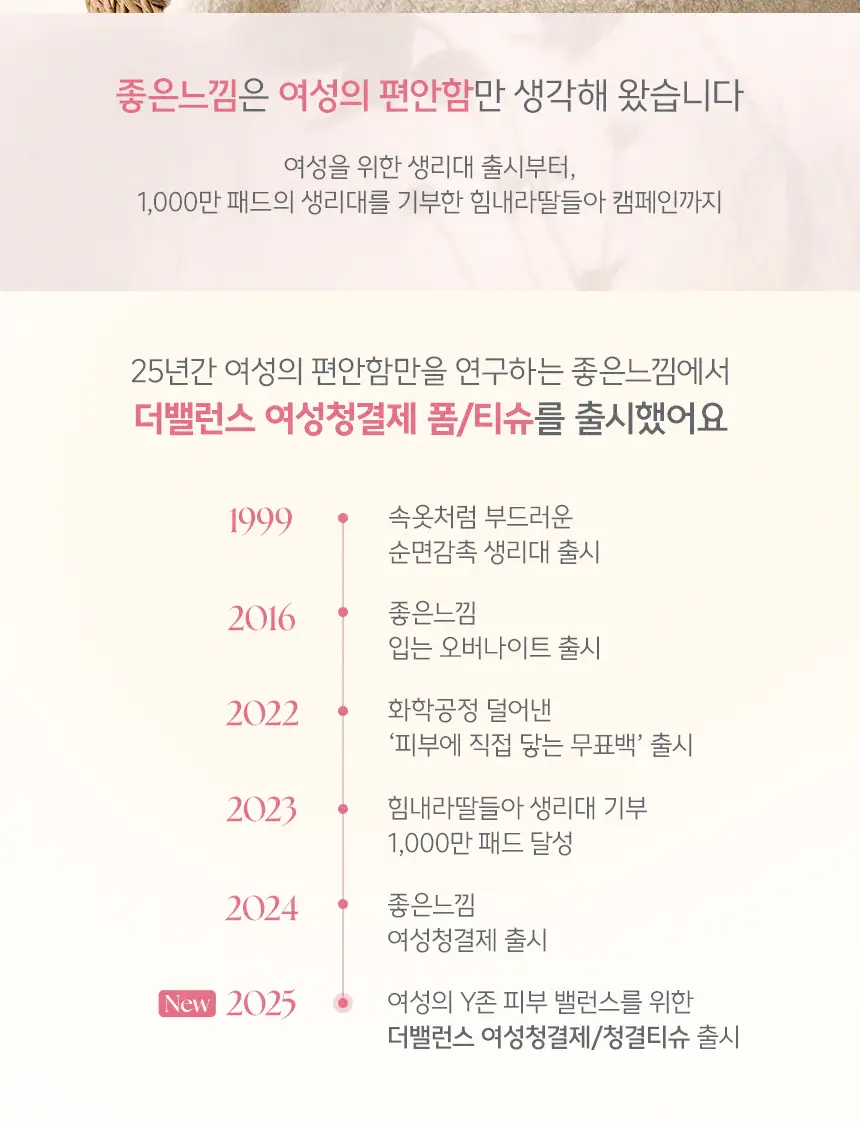 [락토바이실러스 함유] 좋은느낌 더밸런스 바이옴 여성 청결제 폼/청결티슈 (무향/허브향/리필기획/티슈) 상세페이지 3